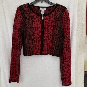 Carmen Marc Valvo | Snake Print Knit Crop Jacket